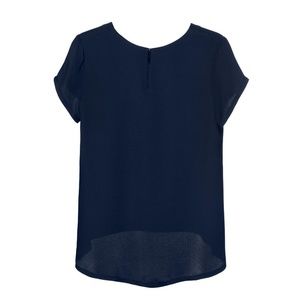 Cuyana Silk Tee in Navy XS